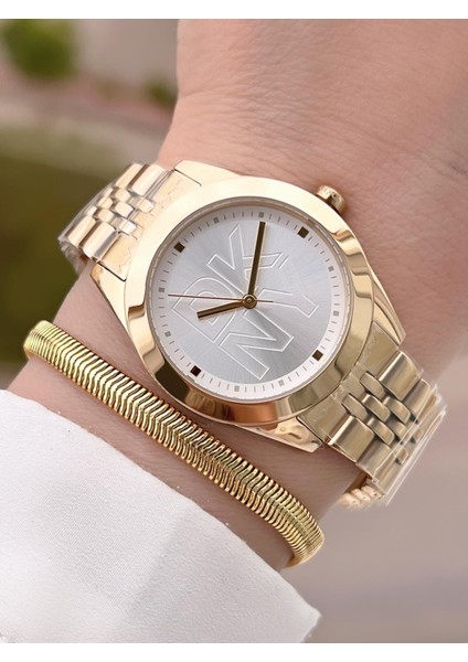 Çelik Kasa ve Kordon 5 Atm Suya Dayanıklı 2 Yıl Garantili Kadın Kol Saati+Bileklik DKNY.0045.2