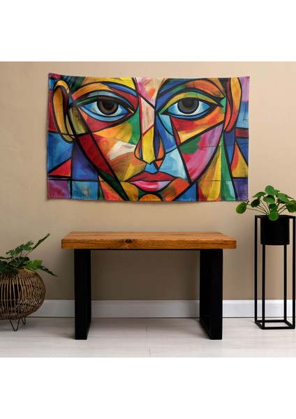 Pablo Picasso'dan Ilham Alan Duvar Örtüsü - Pamuk ve Polyester Karışımı, Canlı Renkler,