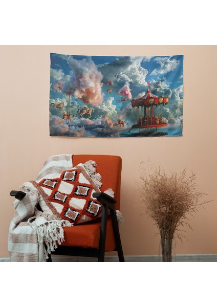 Gerçeküstücülük Modern Sanat Duvar Örtüsü - Ranforce Kumaş, Canlı Renkler, Hafif Kumaş - Yatak
