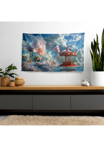 Gerçeküstücülük Modern Sanat Duvar Örtüsü - Ranforce Kumaş, Canlı Renkler, Hafif Kumaş - Yatak