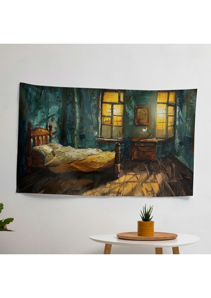 Vincent Van Gogh'tan Esinlenen Duvar Örtüsü - Pamuk Sırtlı, Süblimasyon Baskılı, Canlı