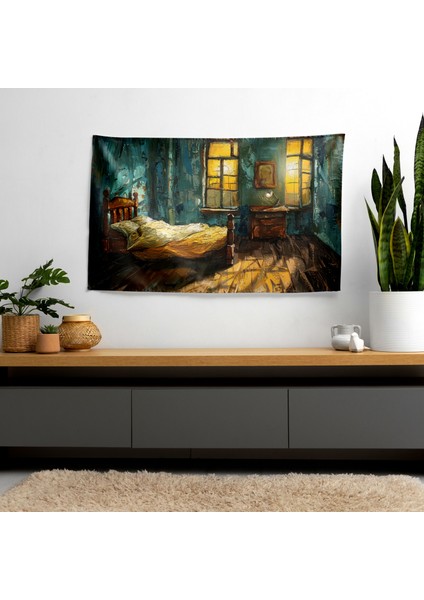 Vincent Van Gogh'tan Esinlenen Duvar Örtüsü - Pamuk Sırtlı, Süblimasyon Baskılı, Canlı