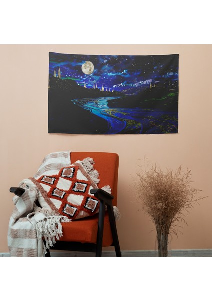 Vincent Van Gogh Şehir Manzarası Baskılı Duvar Örtüsü - Ranforce Kumaş, Canlı Renkler