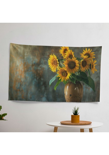 Vincent Van Gogh Ayçiçekleri Duvar Sanatı - Canlı Ranforce Kumaş Duvar Örtüsü