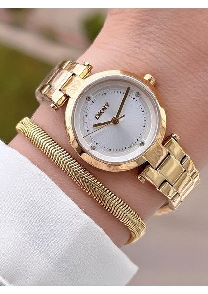 Çelik Kasa ve Kordon 5 Atm Suya Dayanıklı 2 Yıl Garantili Kadın Kol Saati+Bileklik DKNY.0055.2