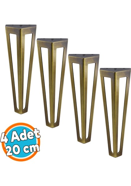 Mobilya Koltuk Konsol Tv Ünite Masa Ayağı Metal Ayakları 20 cm Antik Sarı 4 Adet