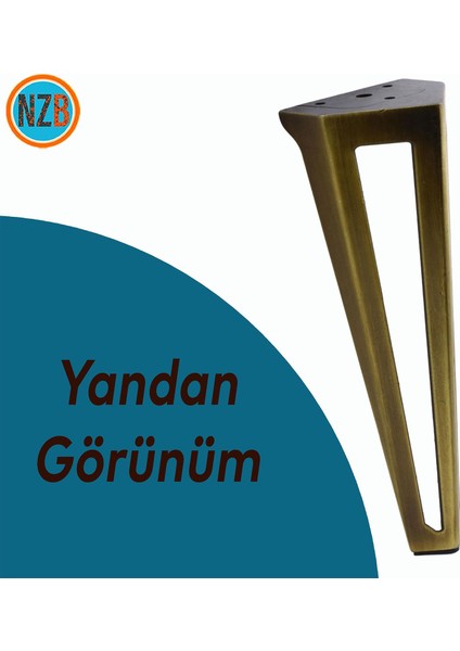 Mobilya Koltuk Konsol Tv Ünite Masa Ayağı Metal Ayakları 20 cm Antik Sarı 4 Adet