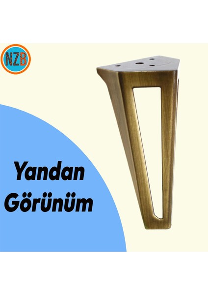 Mobilya Koltuk Baza Puf Kanepe Tv Ünite Masa Ayağı Ayakları Metal Ayak 14 cm Antik Sarı 4 Adet