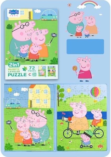 Peppa Pig Gelişmiş Yapboz 3-6 Yaş Arası Erkek ve Kız Çocukları Için Eğitici Manyetik Bulmaca (Mutlu Aile) (Yurt Dışından)