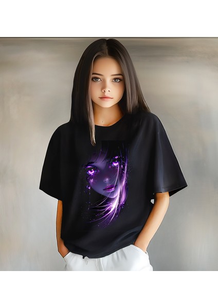 Çocuk Anime T-Shirt- Kız Çocuk Pamuklu T-Shirt- Baskılı Yaz T-Shirt
