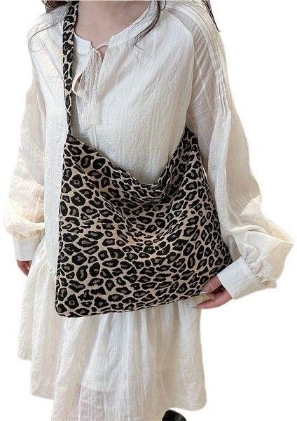 Büyük Kapasiteli Internet Ünlü Leopar Desenli Çanta Kadın Çantası Yeni Stil Trend Moda Doku Tek Omuz Koltuk Altı Çantası Kadınlar Için Şık Sırt Çantası (Yurt Dışından)