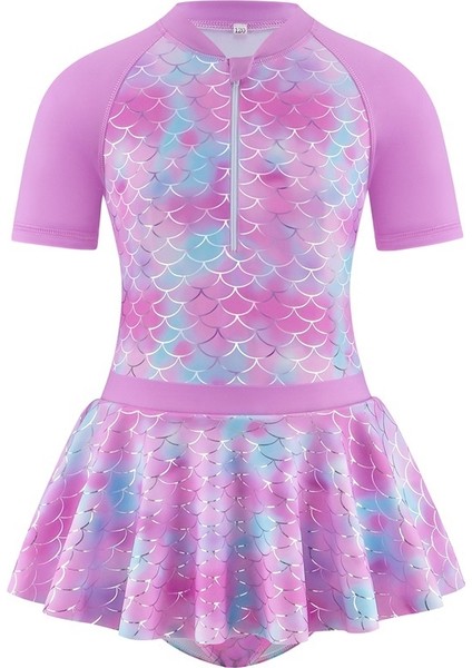 Kızlar Tek Parça Mayo Ütü Mayo Kız Mor Prenses Elbise (Yurt Dışından)