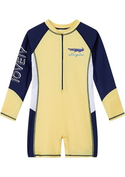 Çocuk Mayo Tek Parça Eğitim Uzun Kollu Güneş Koruması Erkek Orta ve Büyük Çocuk Mayo Karikatür Timsah (Yurt Dışından) fiyatları