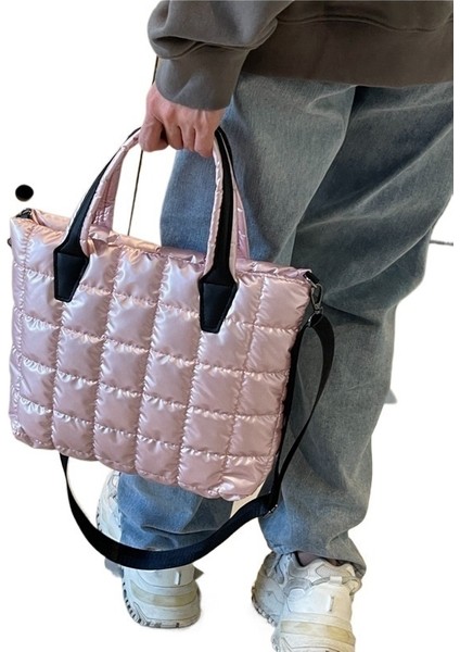 Kadın Çantaları Moda Trendi Yeni Stil Çantalar Büyük Kapasiteli Pamuklu Kareli Omuz Çantaları Retro Tote Çapraz Çantalar (Yurt Dışından)