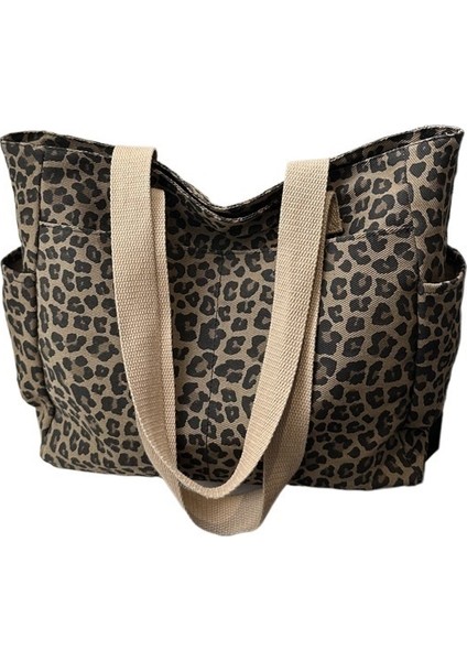 Yeni Büyük Kapasiteli Çanta Popüler Moda Leopar Desenli Omuz Çantası Tote Çanta (Yurt Dışından)