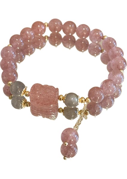 Çilek Kristal Pembe Boncuklu Bileklik (Yurt Dışından)
