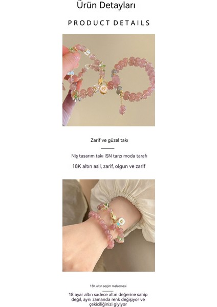 Çilek Kristal Pembe Boncuklu Bileklik (Yurt Dışından) fırsatları