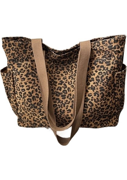 Yeni Büyük Kapasiteli Çanta Popüler Moda Leopar Desenli Omuz Çantası Tote Çanta (Yurt Dışından)