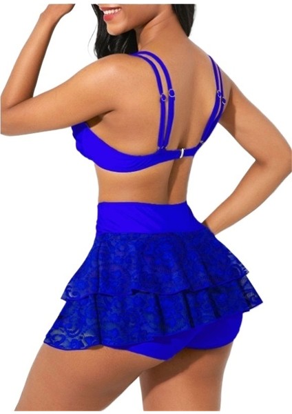 Mayo Kadın Büyük Boy Bölünmüş Etek Bikini Yüksek Bel Göbek Şekillendirici Kupası Push (Yurt Dışından)