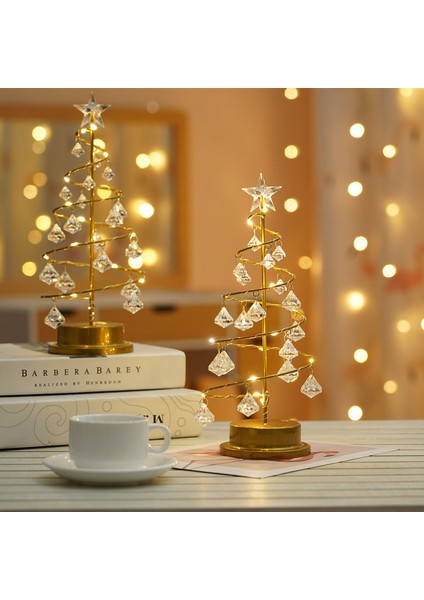 LED Demir Kristal Noel Ağacı Işık Beş Köşeli Oda Yatak Odası Dekorasyon Küçük Masa Lambası (Yurt Dışından) fiyatları