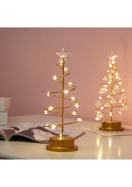 LED Demir Kristal Noel Ağacı Işık Beş Köşeli Oda Yatak Odası Dekorasyon Küçük Masa Lambası (Yurt Dışından) modelleri