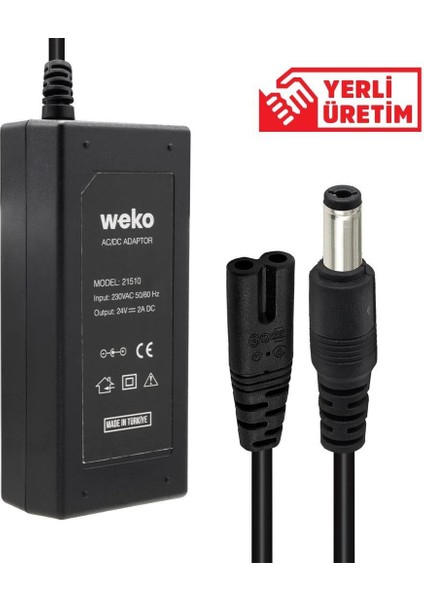 24 Volt - 2 Amper Plastik Kasa Masaüstü Adaptör 5.5 X 2.5 Uç