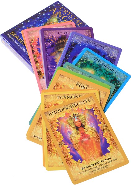 Ordu Yeşili Tarzı Kristal Melekler Kartları ve Kristal Vizyonlar Tarot Kartları Oyun Tahtası Destesi Oyun Kartları Parti Oyunu Için (Yurt Dışından)