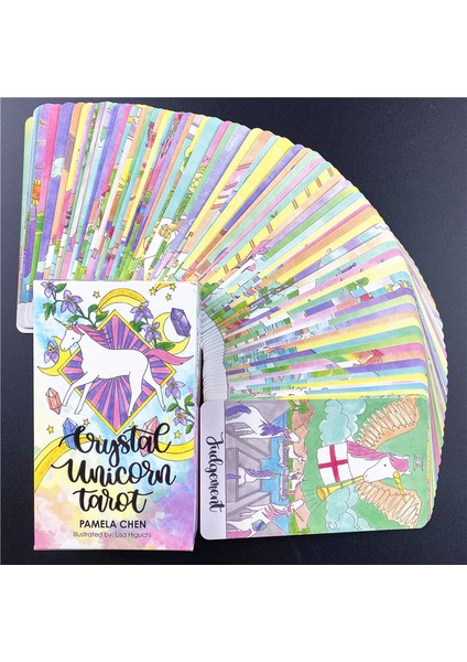 58 Adet TT22 Stili Aile Parti Oyunu Oynama Kart Destesi Kehanet Kader Oyunu Masası Oyunu Kristal Unicorn Tarot Kartları Türkçe (Yurt Dışından) modelleri