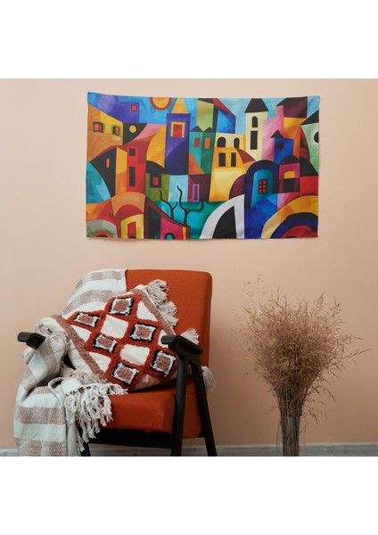 Pablo Picasso'dan Şehir Manzarası Duvar Örtüsü - Pamuk Sırt, Polyester Ön - Canlı Renkler,