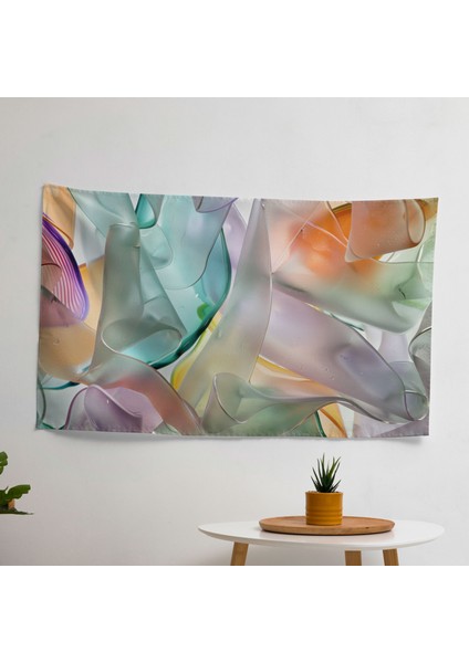 Pastel Oynaklık Soyut Sanat Duvar Örtüsü - Pamuk Sırt, Polyester Ön - Canlı Renkler,
