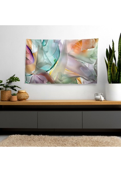 Pastel Oynaklık Soyut Sanat Duvar Örtüsü - Pamuk Sırt, Polyester Ön - Canlı Renkler, modelleri