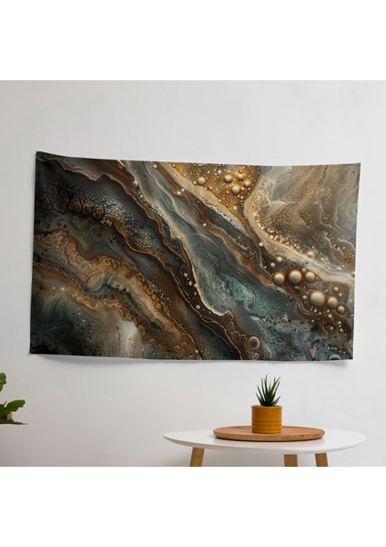 Organik Soyut Sanat Duvar Örtüsü - Canlı Renkler, Pamuk Sırtlı, Süblimasyon Baskı