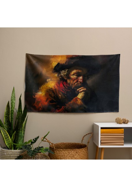 Rembrandt Eski Ustalar Duvar Sanatı Baskılı Kumaş Duvar Örtüsü - Pamuk Sırt, Polyester