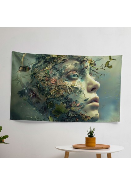 Sürrealizm Duvar Dekorasyonu - Yatak Odası ve Oturma Odası Için Canlı Ranforce Kumaş Duvar