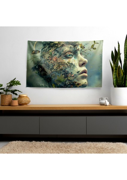Sürrealizm Duvar Dekorasyonu - Yatak Odası ve Oturma Odası Için Canlı Ranforce Kumaş Duvar