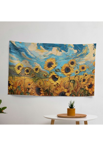 Vincent Van Gogh Ayçiçeği Duvar Sanatı - Canlı Renklere Sahip Ranforce Kumaş Duvar Örtüsü