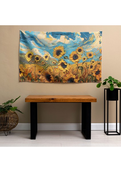 Vincent Van Gogh Ayçiçeği Duvar Sanatı - Canlı Renklere Sahip Ranforce Kumaş Duvar Örtüsü