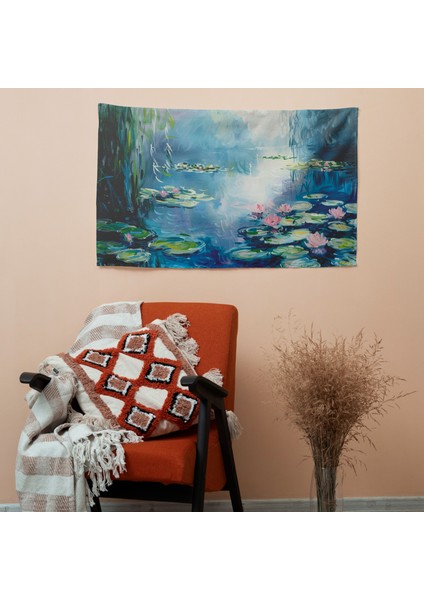 Claude Monet Nilüferler Baskılı Duvar Örtüsü - Pamuk Sırt, Canlı Renkler, Hafif Kumaş modelleri