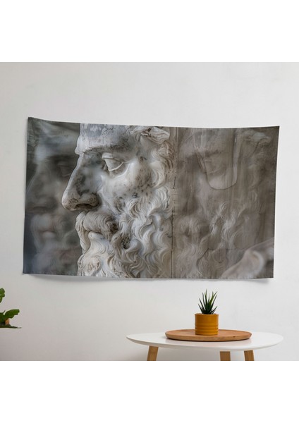 Klasik Zarafet ve Modern Sanat Füzyon Duvar Örtüsü - Ranforce Kumaş, Canlı Süblimasyon Baskı,