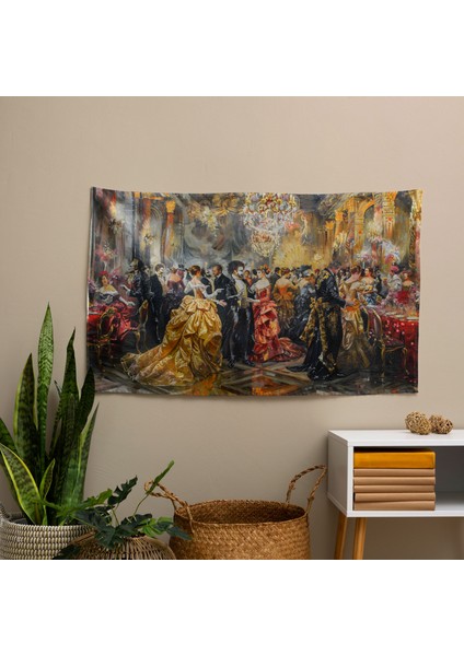 Rokoko Stili Resim Duvar Örtüsü - Pamuk Sırt, Polyester Ön - Canlı Renkler, Süblimasyon