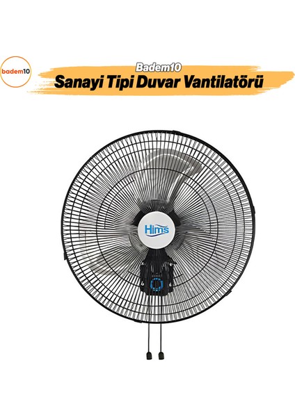 Sanayi Tipi Duvar Vantilatörü Endüstriyel Sessiz Duvara Monte Zincirli Fan 50 cm 130W