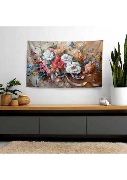 Rokoko Tarzı Resim Duvar Örtüsü | Canlı Ranforce Kumaş | Sertifikalı | Modern Sanat Dekoru