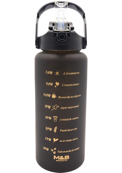 Motivasyonel Su Matarası Suluk 2 Litre + 2 Adet 900ML Sticker Hediyeli ve Pipetli Su Matarası