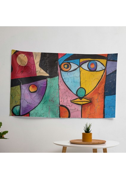 Pablo Picasso'dan Esinlenen Dekoratif Duvar Örtüsü - Pamuk Sırt, Süblimasyon Baskı, Canlı