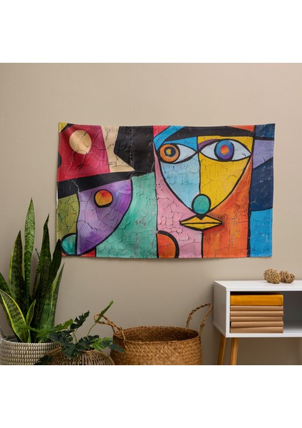 Pablo Picasso'dan Esinlenen Dekoratif Duvar Örtüsü - Pamuk Sırt, Süblimasyon Baskı, Canlı