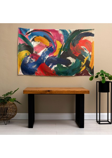 Modern Sanat Tarzı Duvar Örtüsü - Etkileyici Fırça Darbeleri Tasarımı - Pamuk Sırt - modelleri