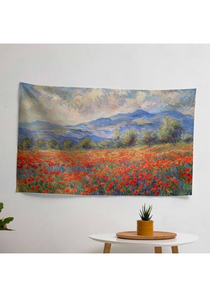 Haşhaş Tarlası - Claude Monet Modern Sanat Duvar Örtüsü Pamuk Sırt Polyester Ön