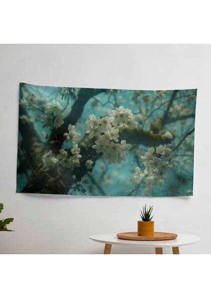 Vincent Van Gogh Çiçek Açan Badem Ağacı Duvar Örtüsü - Pamuk Sırt, Polyester Ön - Canlı