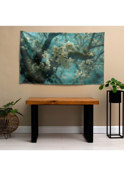 Vincent Van Gogh Çiçek Açan Badem Ağacı Duvar Örtüsü - Pamuk Sırt, Polyester Ön - Canlı modelleri