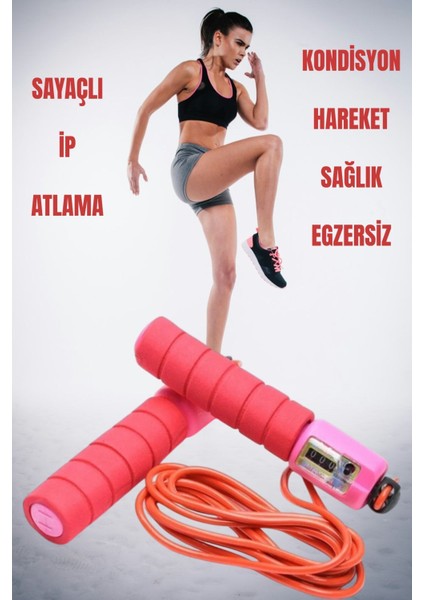 Sayaçlı Atlama Ipi Saplı Antrenman Aleti Ip Egzersiz Evde Spor